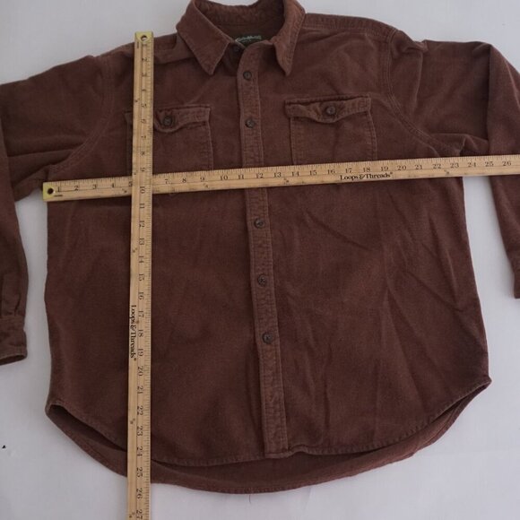 Vintage Eddie Bauer Brown Hunting Outdoors 100% Cotton Button Down Shirt L - Picture 3 of 11